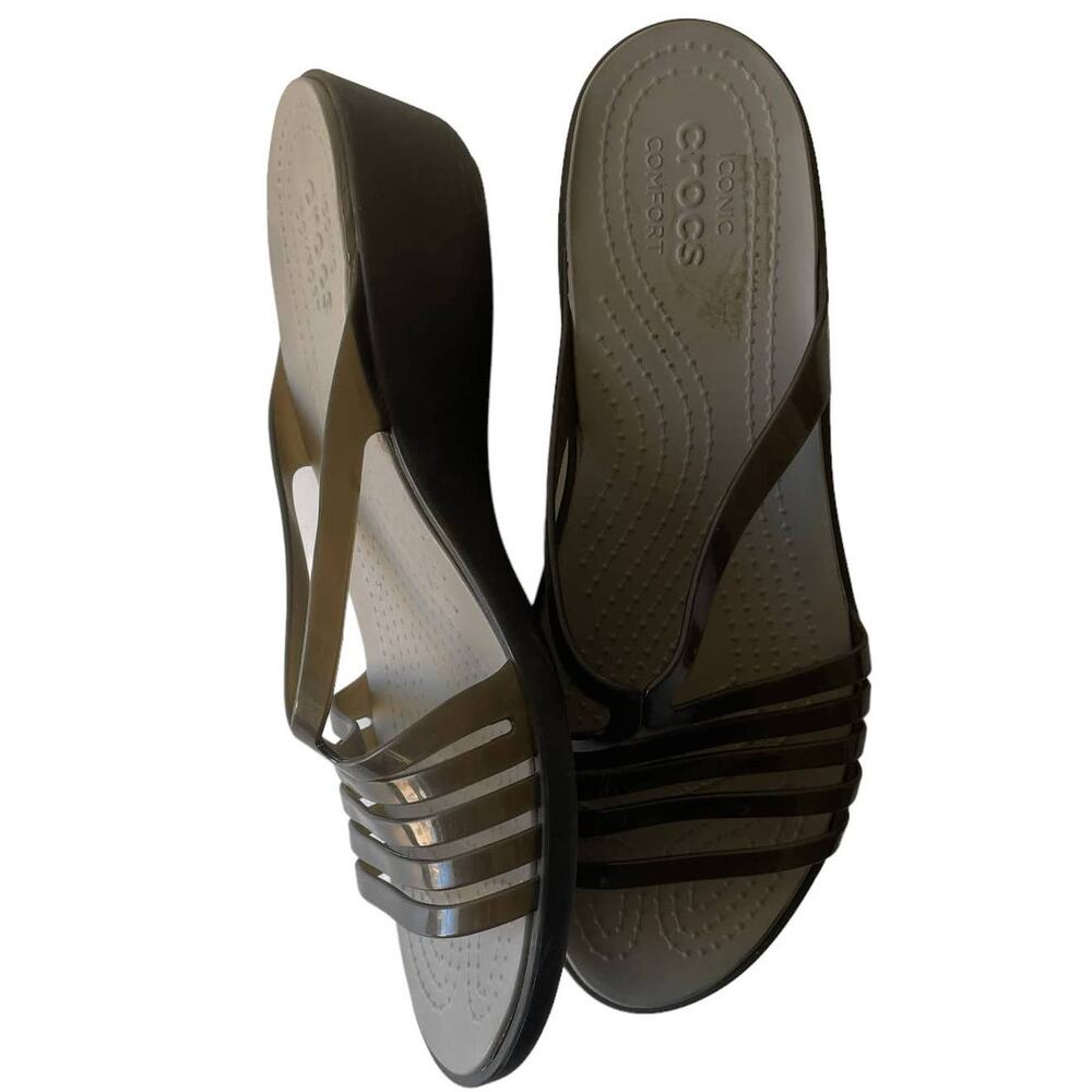 Crocs Dark Gray Iconic Strappy sandals - Size 11W - Picture 2 of 13